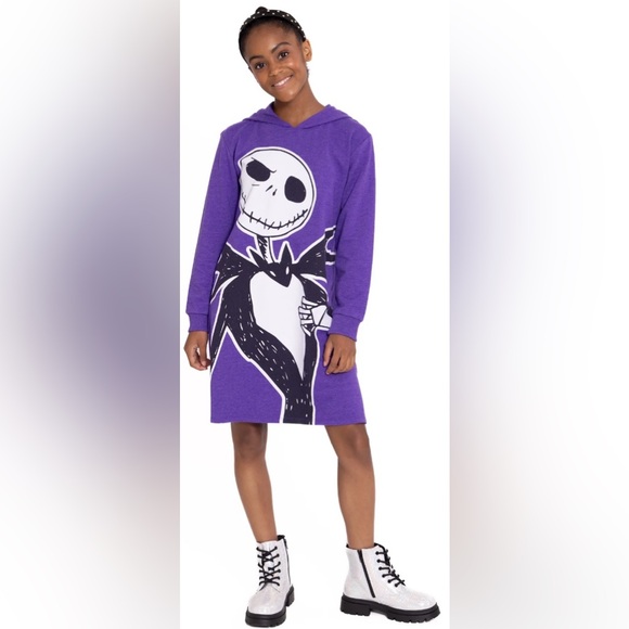 Nightmare Before Christmas Girls Cosplay Hoodie Dress with Long Sleeves - Picture 3 of 6
